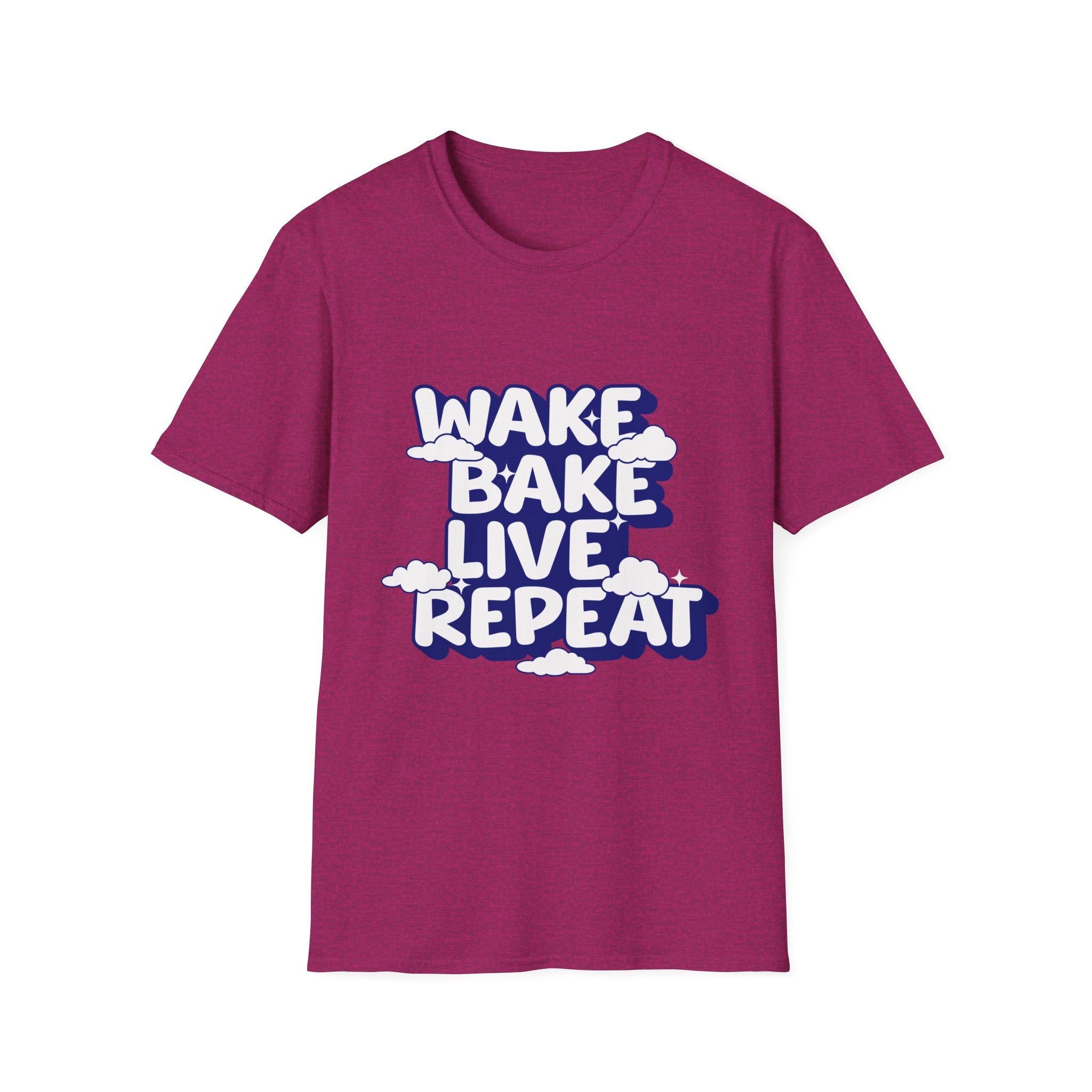 Wake Bake Live Repeat - Unisex T-Shirt (Front) - Damned Threads